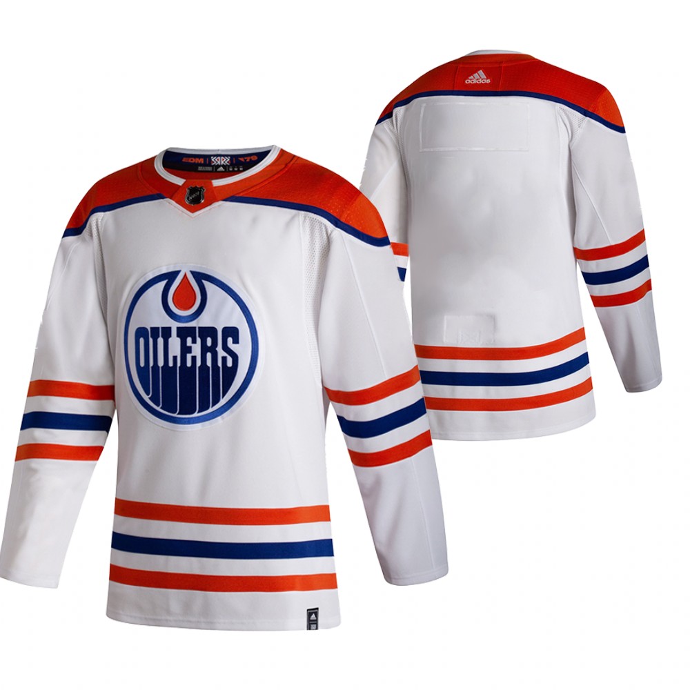 Cheap 2021 Adidias Edmonton Oilers Blank White Men Reverse Retro Alternate NHL Jersey